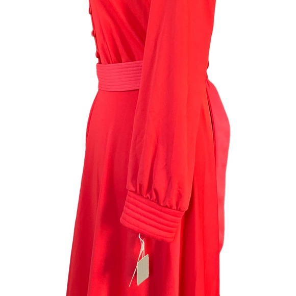 🚫SOLD🚫 Deadstock NWT 70s Vintage Resort Coral Red Knit Lounge Maxi Dress S - Picture 5 of 9
